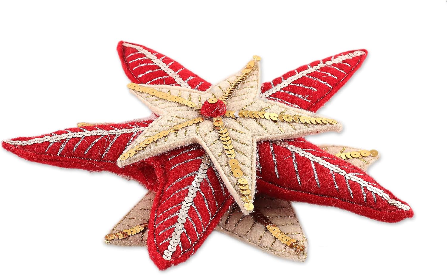 NOVICA Jubilant Star Wool Felt Tree Topper