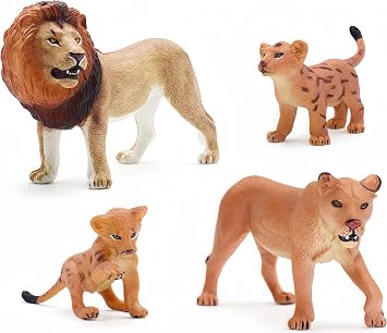 Gemini&Genius Lion Family Toys for Kids, Safari Lion Animal Toy Figures, Wildlife Family Lions Action Figures, Great for Educational Toys, Party Favors, School Projects, Cake Toppers for Kids