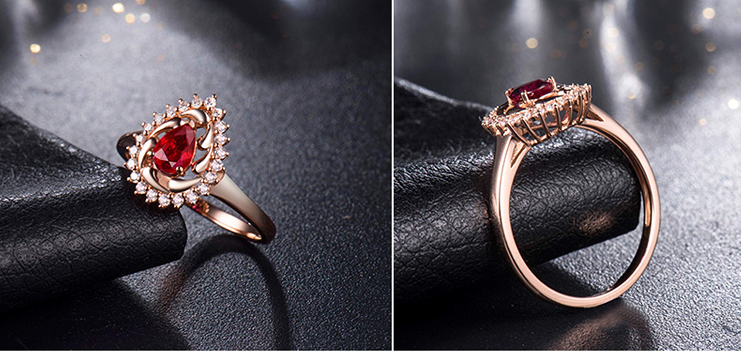 Pierścionki damskie 18K białe złoto, pierścionek zaręczynowy 0,5 ct rubin diament pierścionki impreza podróż biżuteria rozmiar 6.75-30