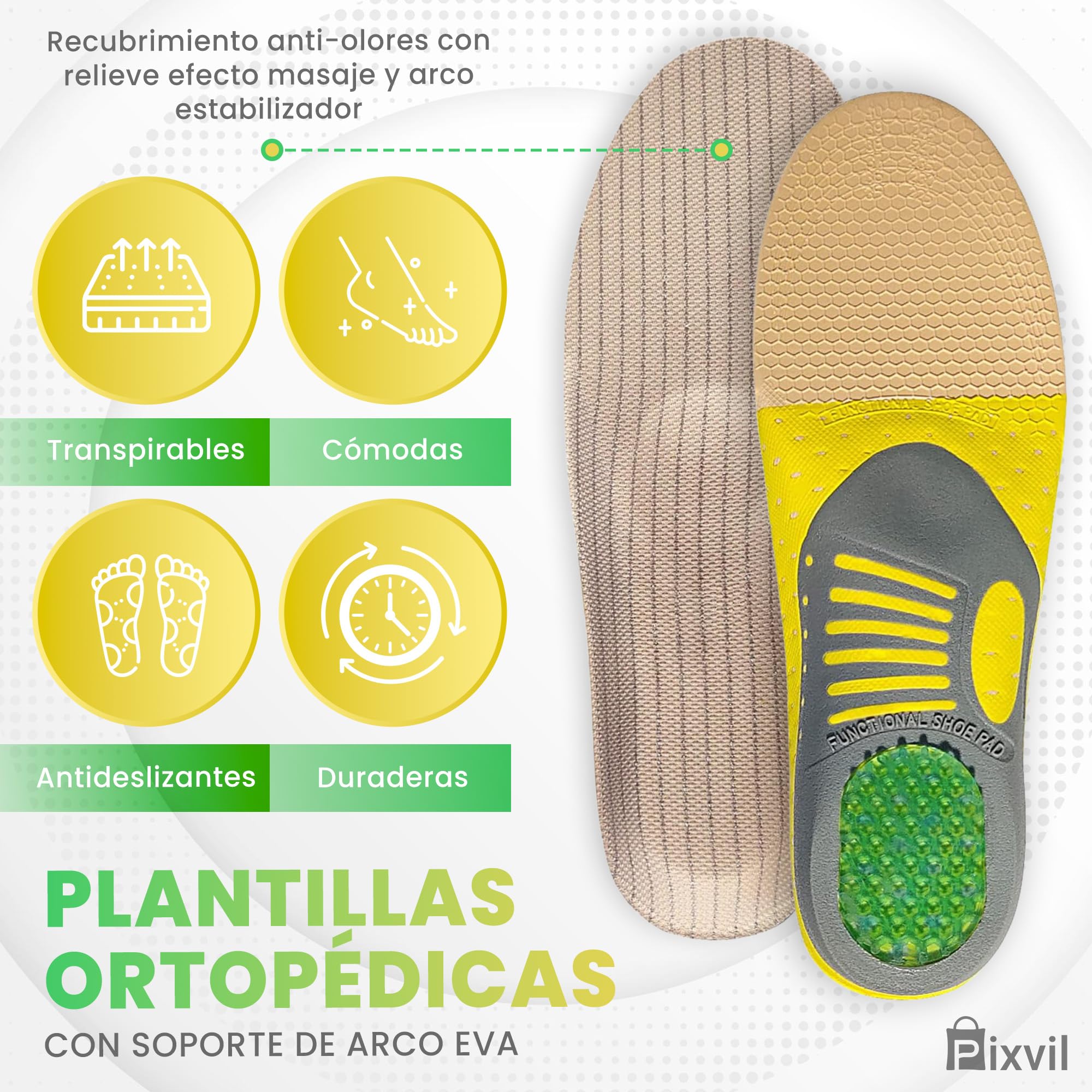 Plantillas Fascitis Plantar 2 Pares Gel Arco EVA para Trabajo y Padel Hombre Mujer Alivio Pies Planos Metatarsalgia Espolón Botas Seguridad Running