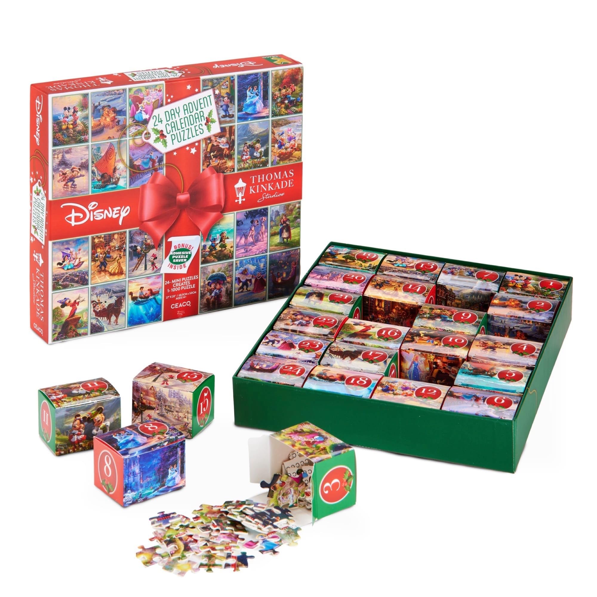 Ceaco Thomas Kinkade Disney 24 Day Advent Calendar Puzzles 100PC Puzzle