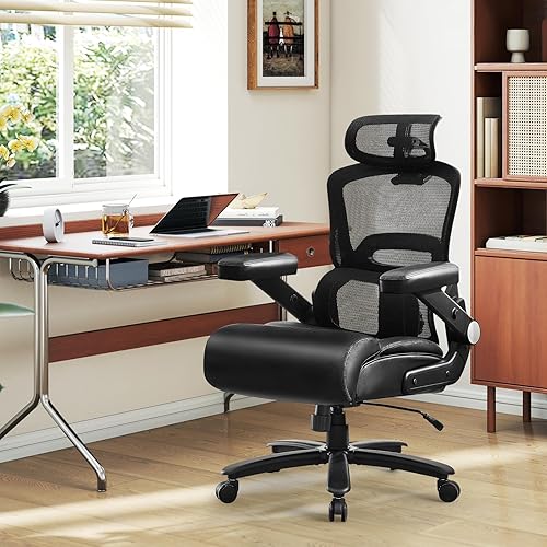 Miniatura 2 de BOSMILLER Silla de oficina grande y alta de 750 libras con soporte lumbar doble para personas pesadas, silla de escritorio ergonómica de gran tamaño