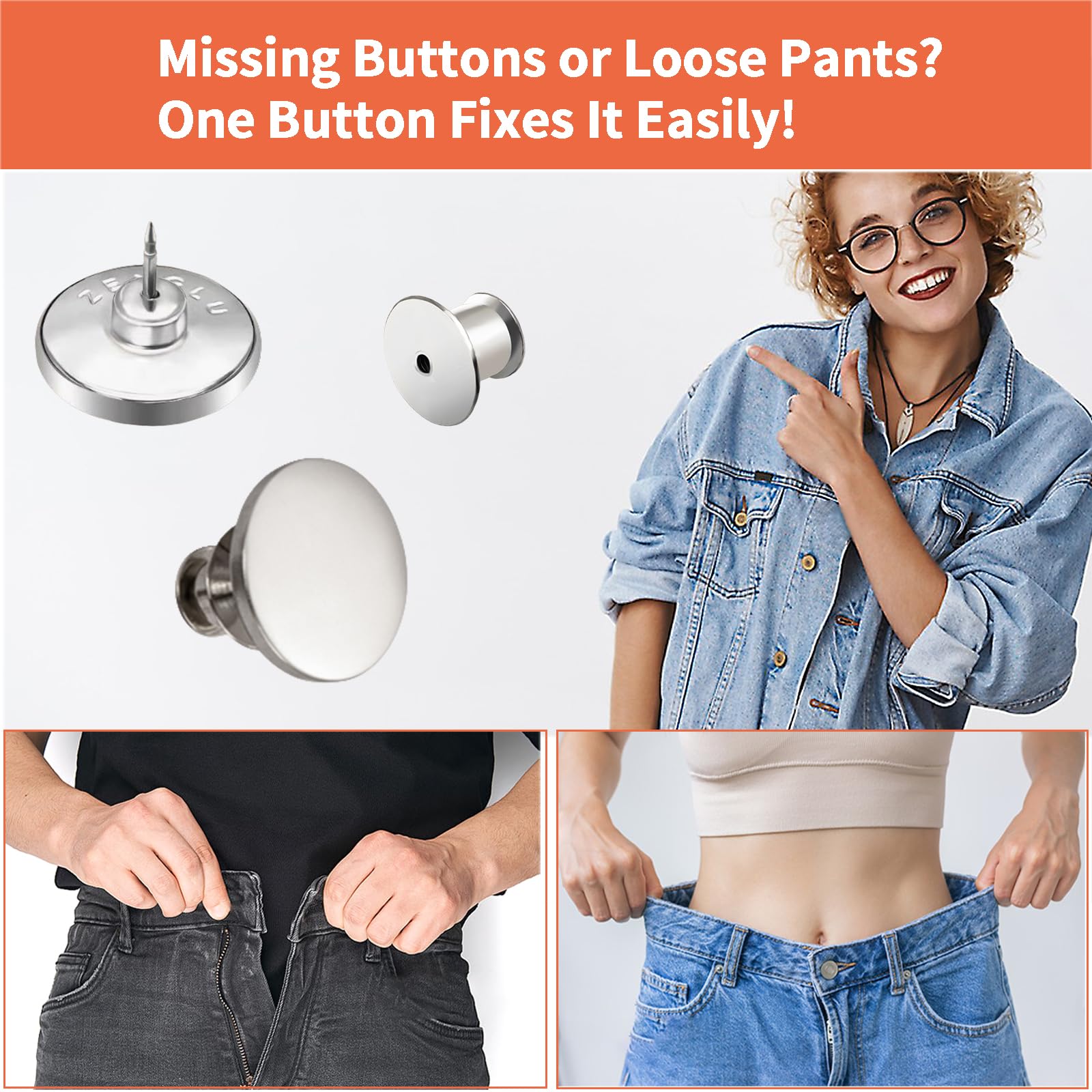 Snapklik.com : 16 Sets Jean Buttons Pins No Sew Instant 17mm ...