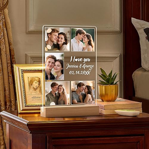 Miniatura 5 de Marcos de fotos personalizados con foto, marco de fotos personalizado con luz nocturna, marco de fotos personalizado, regalos personalizados de