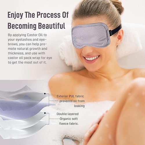 Miniatura 6 de Paquete de aceite de ricino para ojos, máscara de ojos, reutilizable, orgánico, paquete de aceite de ricino para pestañas escasas y cejas, arrugas,