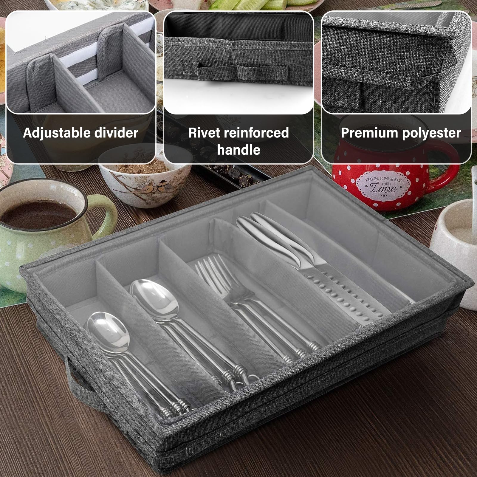 HIAugbo Range-couverts Avec Couvercle Pour Tiroirs En Babou - Range-couverts Pour La Cuisine