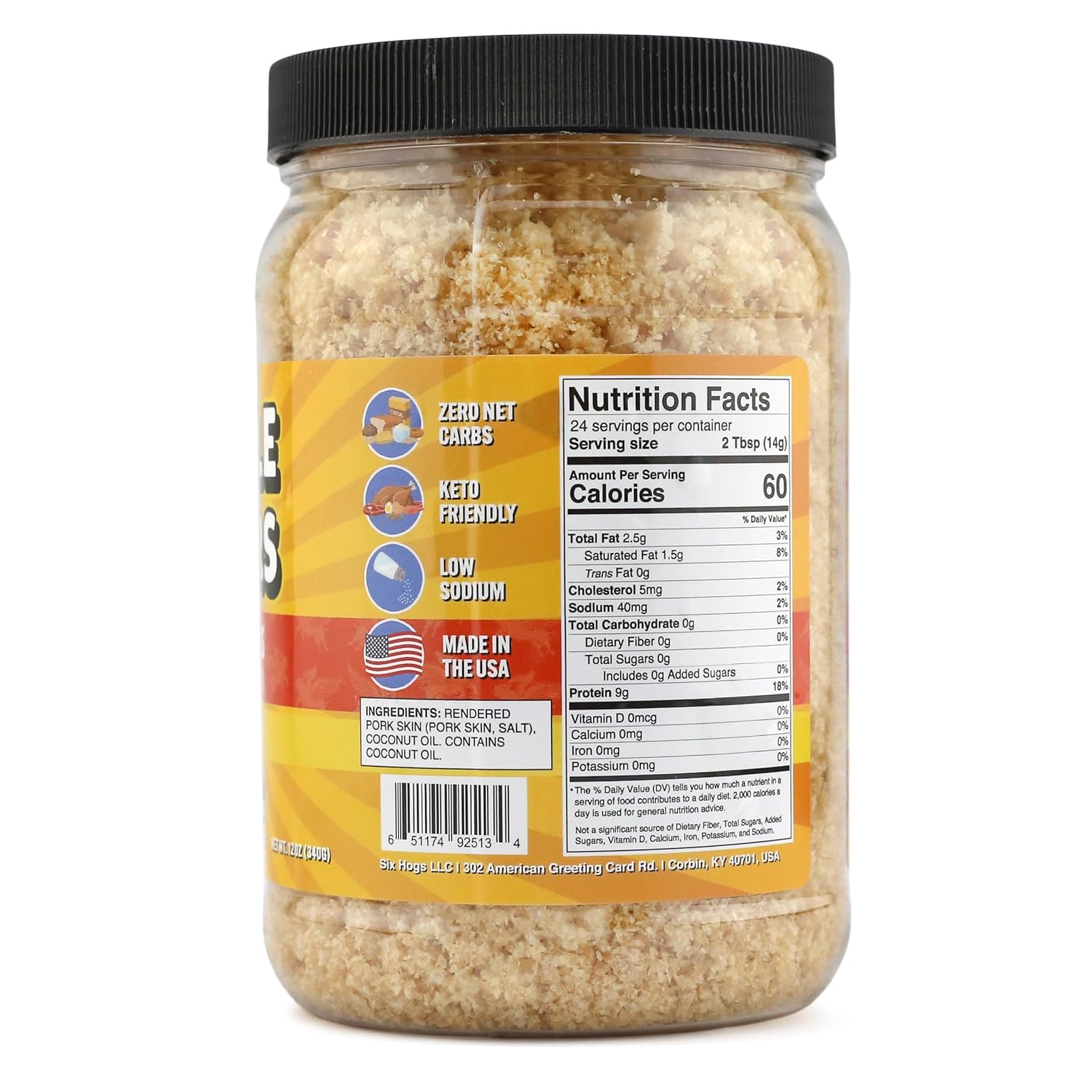 Ol' Uncle Porkers Original Pork Rind Crumbs, Keto Breadcrumbs, Zero Net Carbs, High Protein, Sugar-Free, Gluten-Free, Fried in Coconut Oil, 12 oz (Pack of 2)