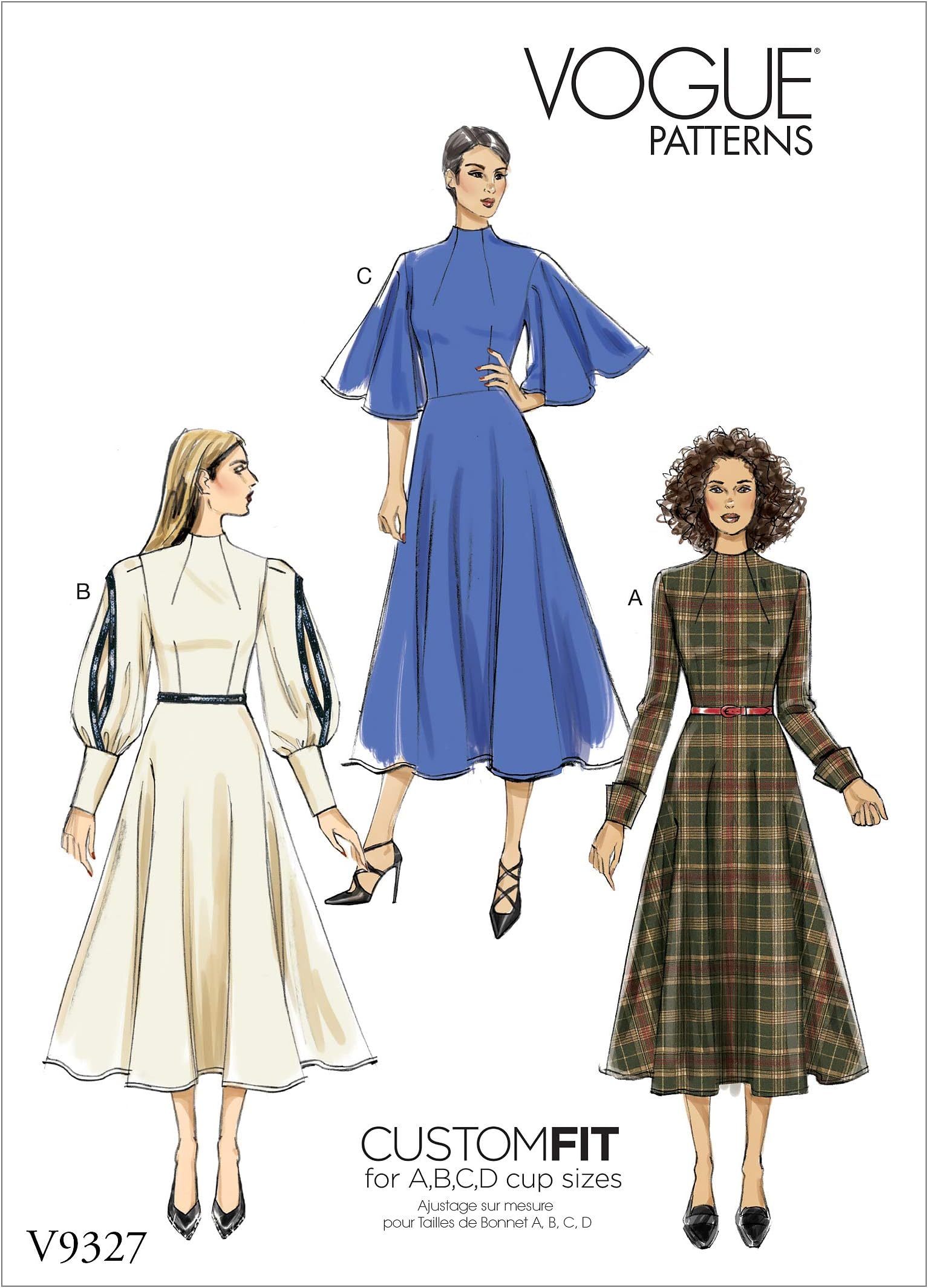 Vogue V9327E5 Easy to Sew Women's Partially Lined Dress Sewing Patterns, Sizes 14-22
