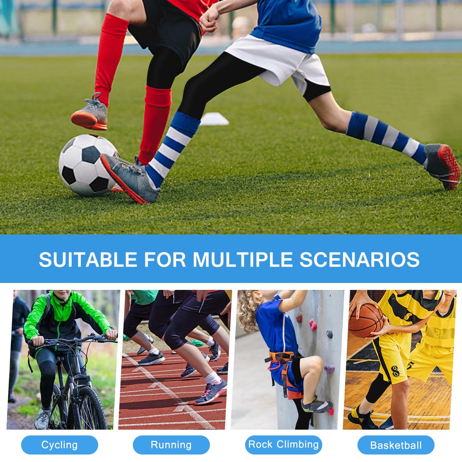 Hotfiary 2 Pack Ragazzi Leggings a Compressione, Pantaloni a Compressione per Bambini per Il Basket e Il Calcio, Calzamaglia Sportiva per Ragazzi, Pantaloni Atletici per 6-14 Anni, Asciutti e Caldi