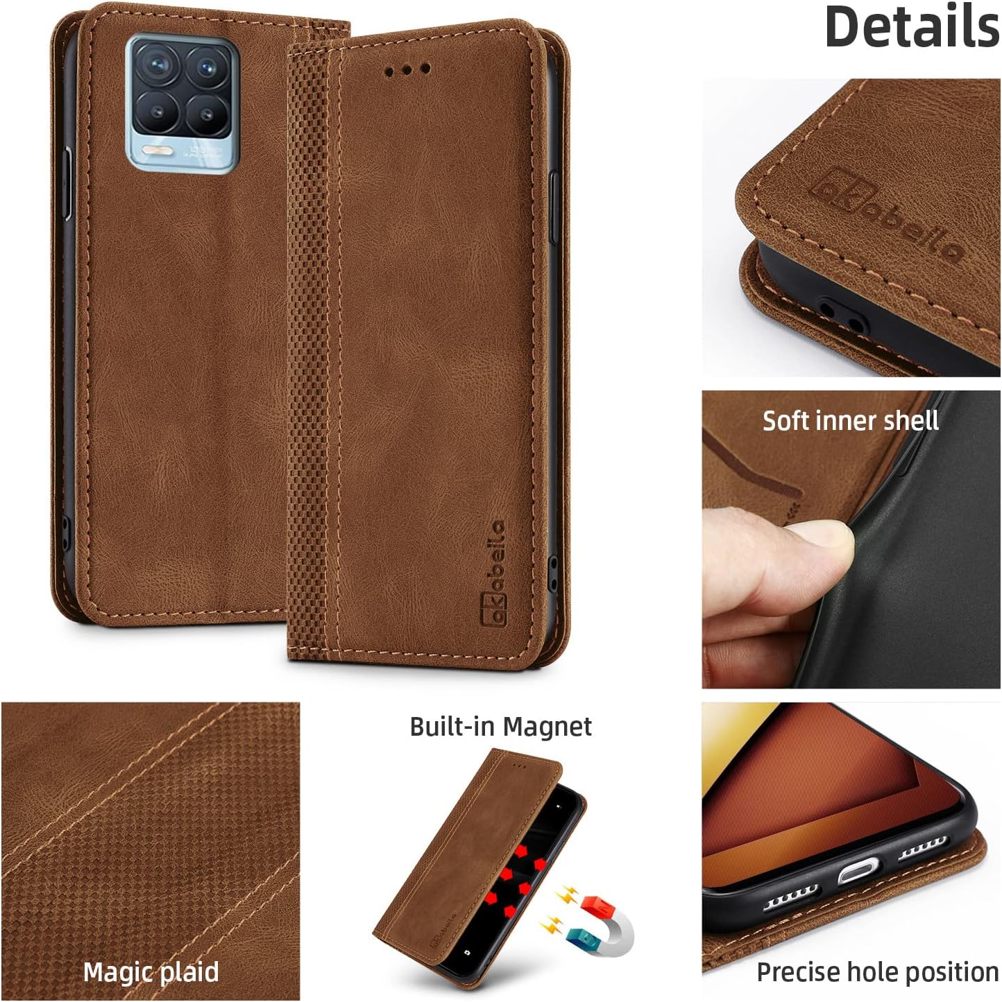 AKABEILA For OPPO Realme 9i/Realme 10T 5G Case Luxury PU Leather Flip Case For OPPO Realme 9i Flip Folio Wallet Case Women Men Cover With Card Holder Magnetic Closure Kickstand Shockproof 6.6"
