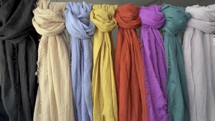 小物 22BXDT-AC01 WRAP / SCARF / COTTON 22AW Humble Hilo Womens woven cotton Bohemian style gauze scarf