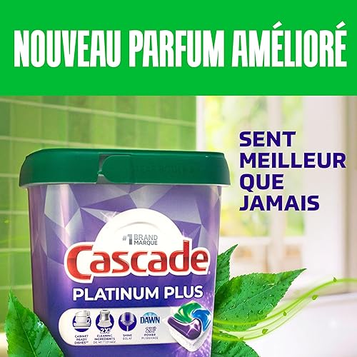 Miniatura 7 de Cascade Platinum Plus Action Pacs - Detergente para lavavajillas, aroma fresco, paquete de 51