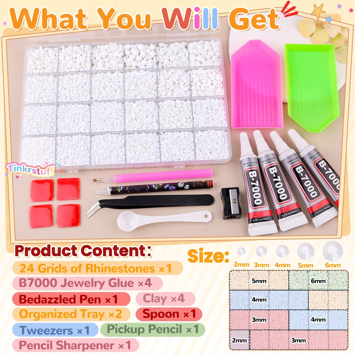 TINKRSTUFF 36000Pcs White Rhinestones Bedazzling Kit image 2