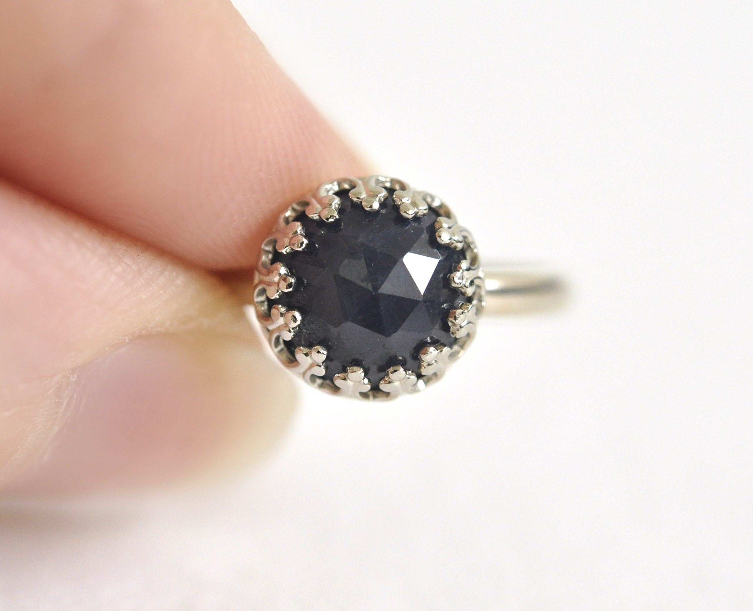 14k White Gold Ring - Blue Sapphire Ring - Alternative Engagement Ring - Dainty Blue Gemstone Ring - September Birthstone