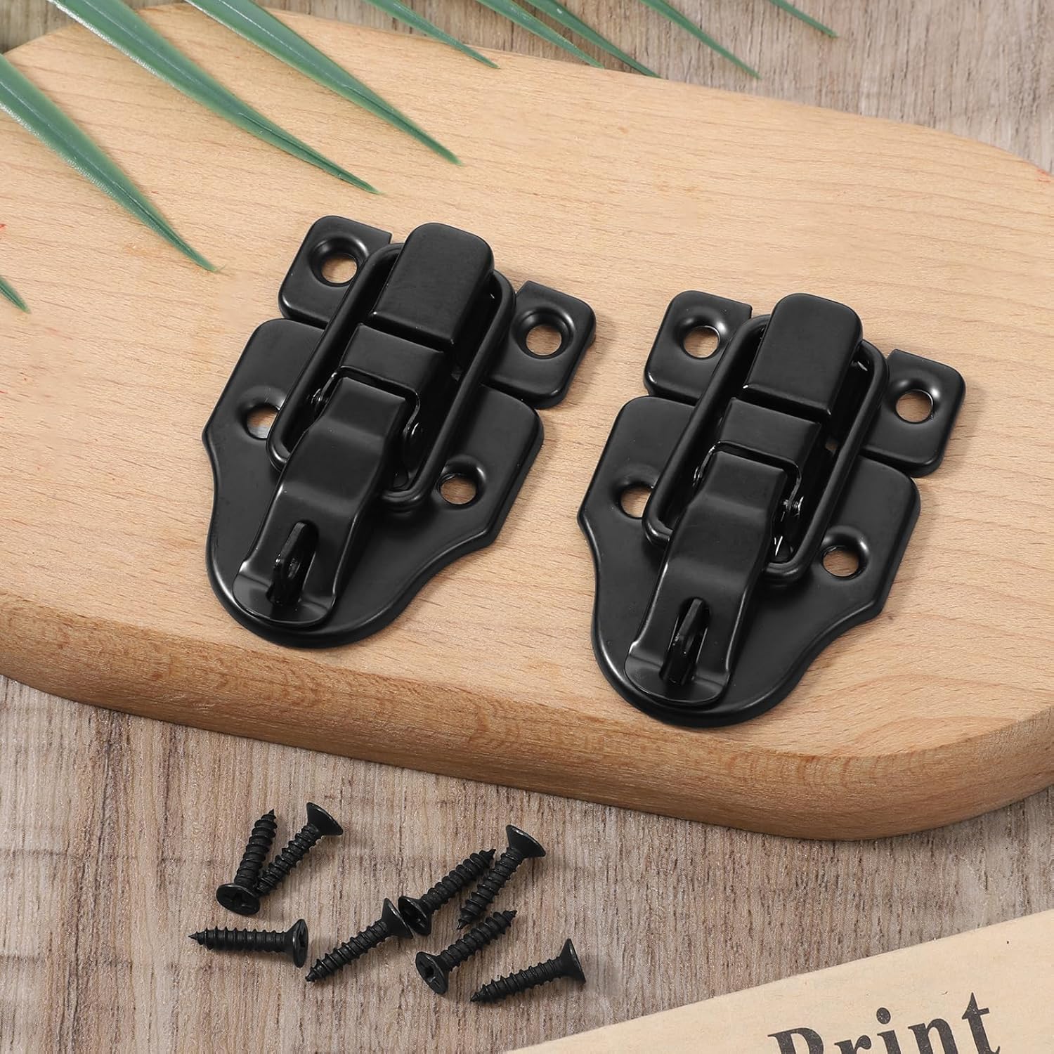4 Pcs Black Toggle Hasp Latch, Duck Billed Boxes Hasp Lock Set Small Box Latches and Catches Portable Duckbilled Hasps Lock Catch with Screws for Home Office Cabinet Jewelry Suitcase