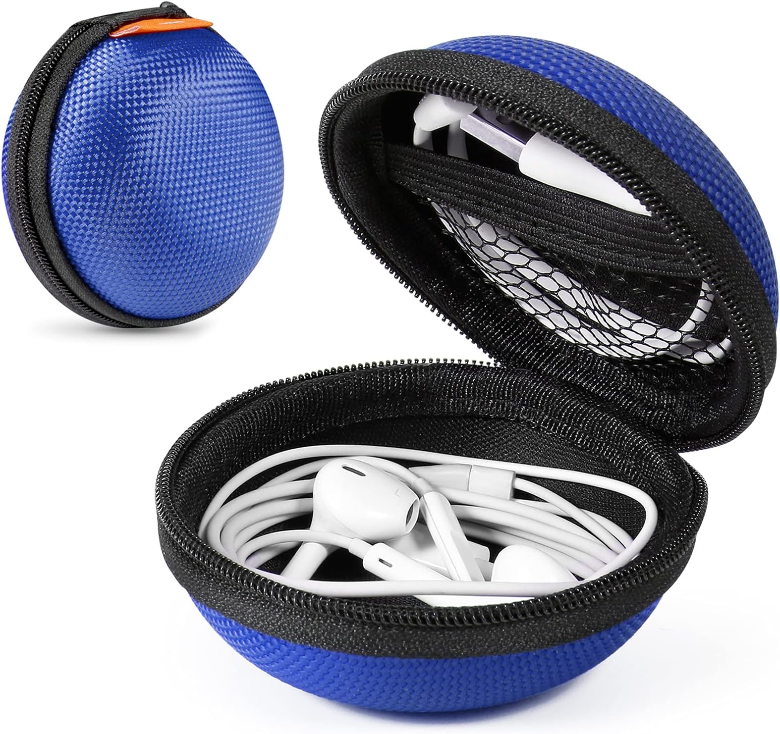 GLCON 2 Packs Hard Earphone Case Headphone Organizer - Shockproof Mini Earbud Carrying Case for AirPods - High Protection Small EVA Storage Pouch Bluetooth Earpiece Bag - Lightweight Coin Purse (Blue)