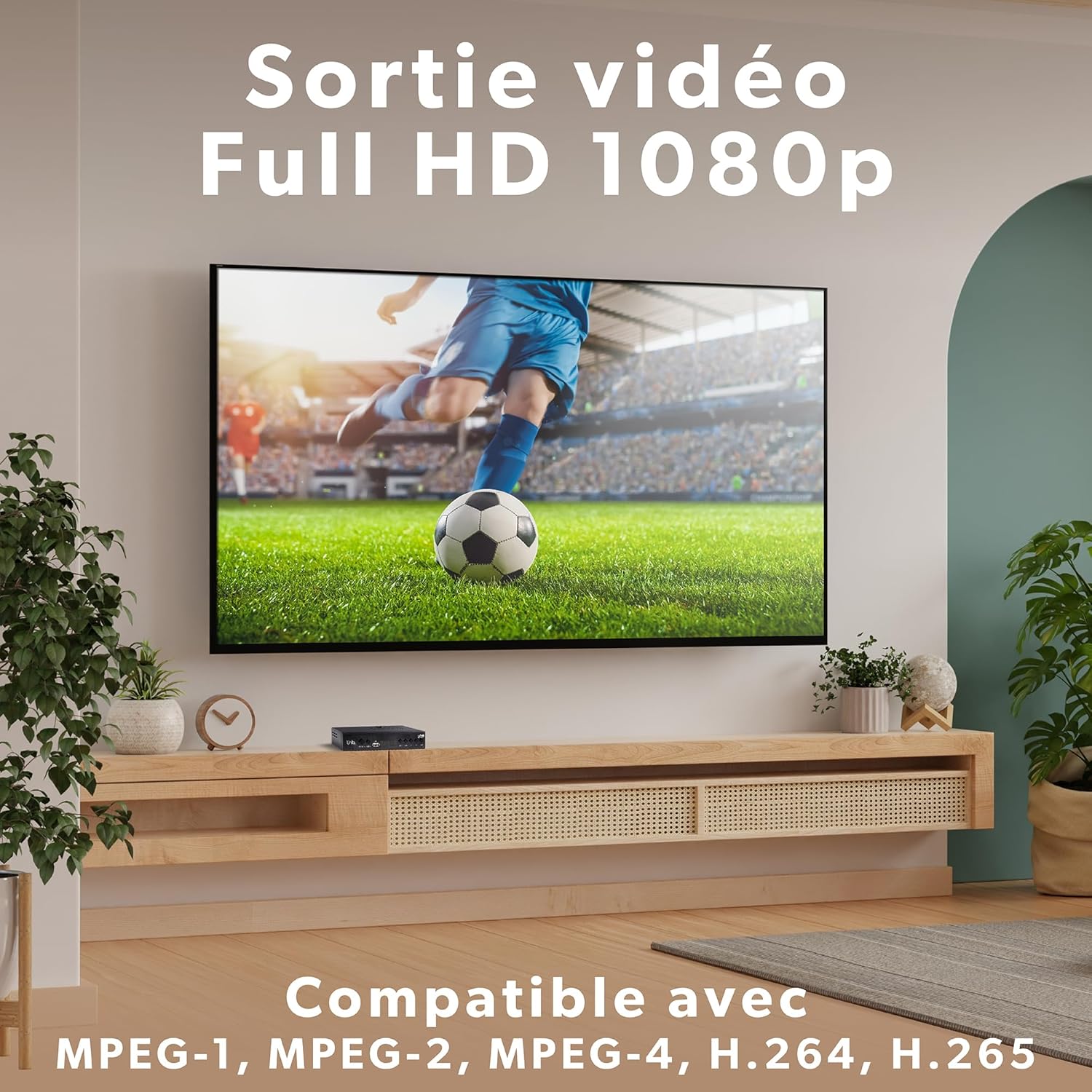 Rear view of the T'nB TNT2 Full HD Digital TV Receiver showing RF IN, RF LOOP THROUGH, COAXIAL, HDMI, SCART (Peritel), and AC power input ports.