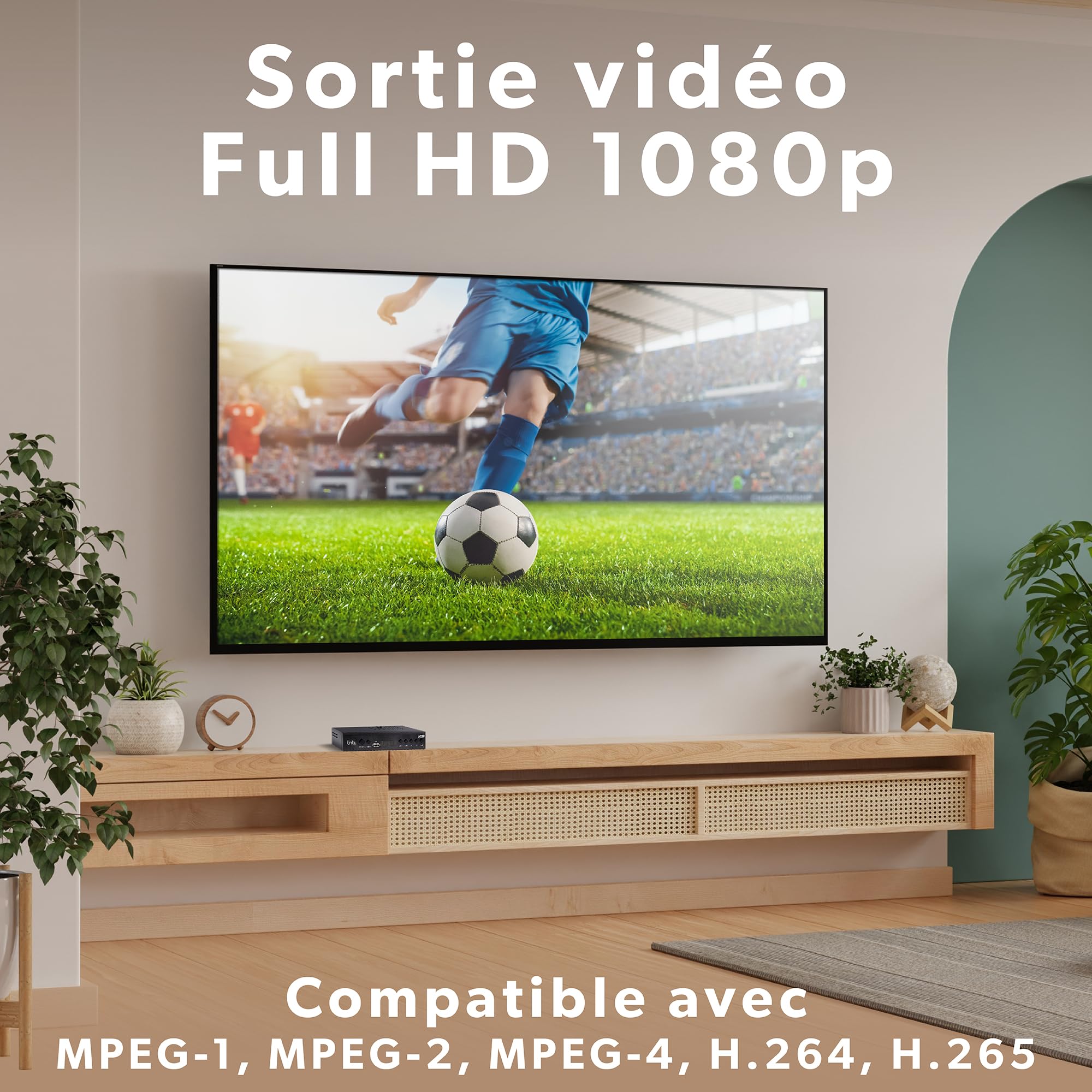 T'nB - Decodificador TNT2 Full HD con Búsqueda Automática/Manual, HDMI y Peritel, Grabación USB, Guía de TV de 7 días, Sonido Dolby Digital - Negro