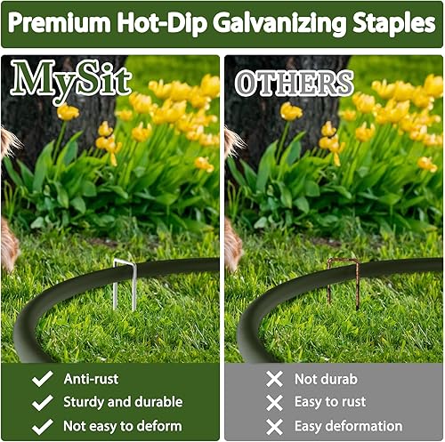 Miniatura 6 de 100 estacas de césped galvanizado de 6 pulgadas para jardín, césped y paisaje, grapas de tela resistente calibre 11 de acero antioxidante para