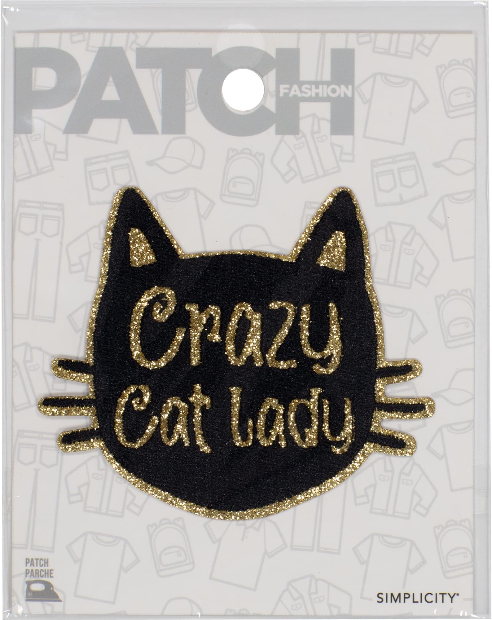 SimplicityCrazy Cat Lady Iron On Applique Patch for Clothes, Backpacks, and Accessories, 3.25" W x 2.7" L, Multicolor