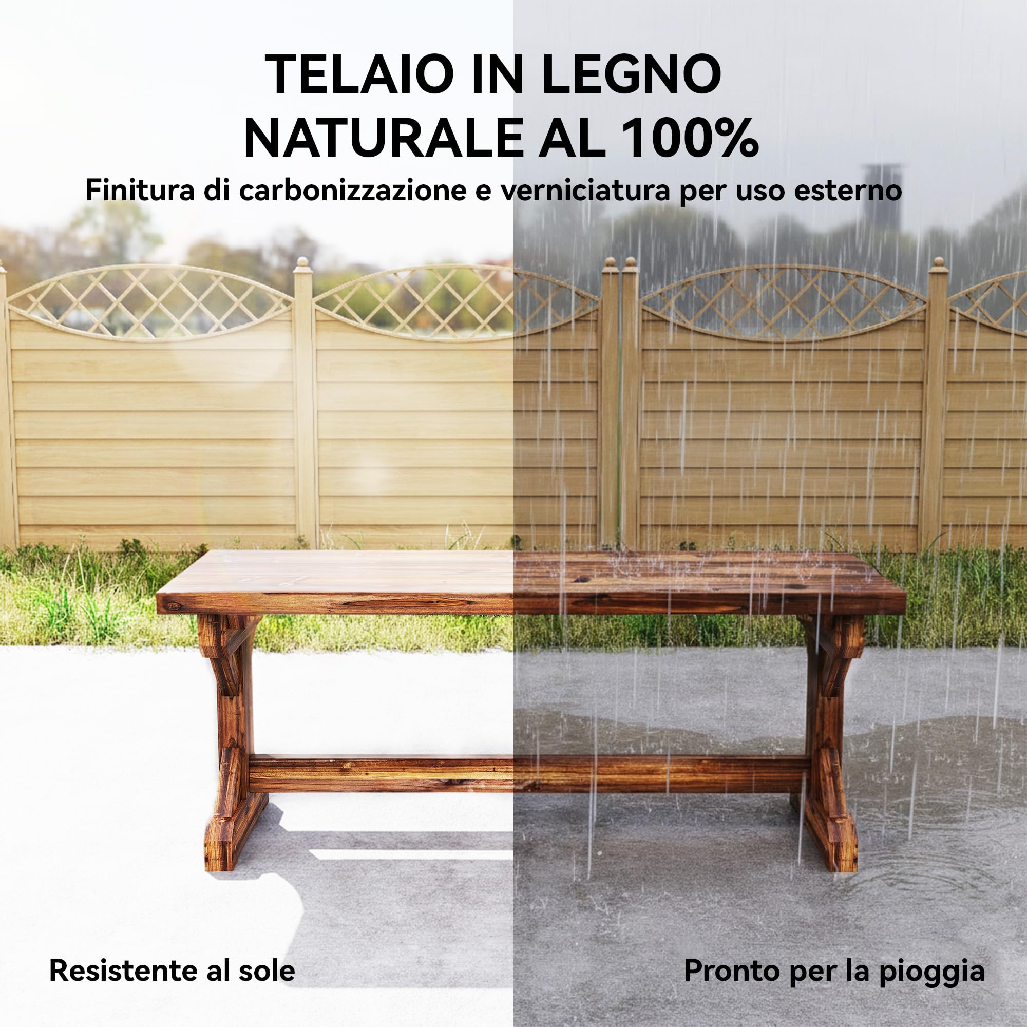 Outsunny Panca da Giardino 2 Posti Legno 114L x 40P x 46A cm Carbonizzata | Legno di Abete, Base a X, Panchina da Esterno Stile Rustico Senza Schienale, per Patio, Portico, Balcone