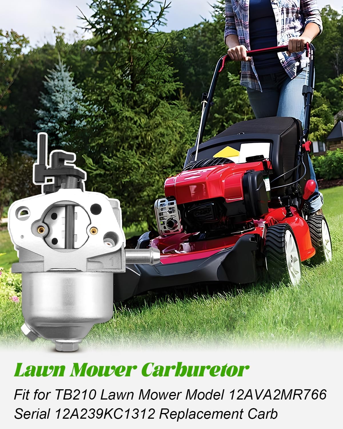 Carburetor Fit for Troy-Bilt TB210 Lawn Mower Model 12AVA2MR766 Serial 12A239KC1312 Carb