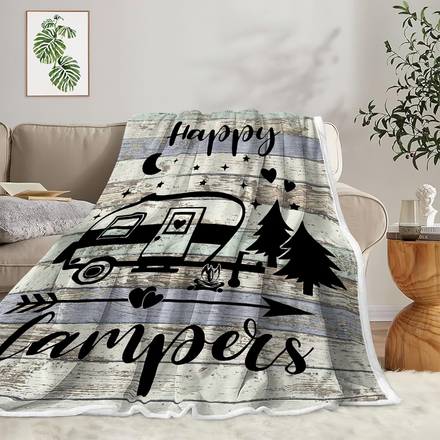 Travel Throw Blanket,Outdoor Throw Blanket, Camping Blanket for Women Men Kids Adults, Blankets Gift for Camping Lovers, Camping Decor for Bedding RV Campsite Hiking