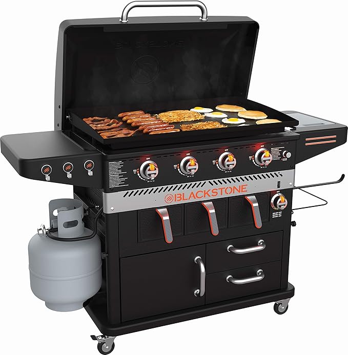 Blackstone 1923 Air Fryer Combo & Four Burners Stainless Steel Gas Hood