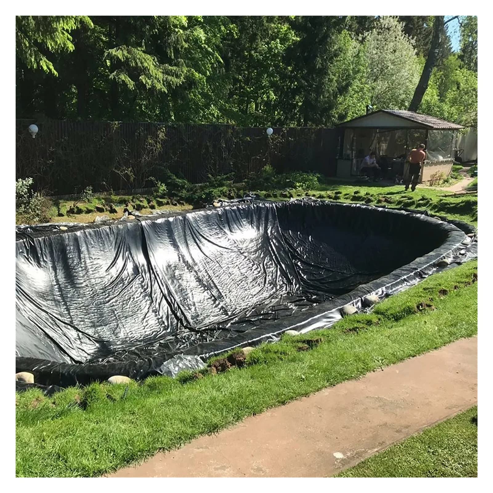 Película de polietileno de alta densidad de 6 x 8 m, color negro, perfecta para plantas de biogás, StoraPon y agua al aire libre