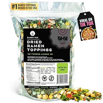 Ramen Bae No Fungus Among Us Mix Dried Ramen Toppings - Mushroom-Free, Gluten Free, Soy Free, Low Fat, Low Sodium, Dehydrated Ramen Toppers, Add Ins, Mix Ins for Noodles, Pho, Soup, Fried Rice - Up To 20 Servings