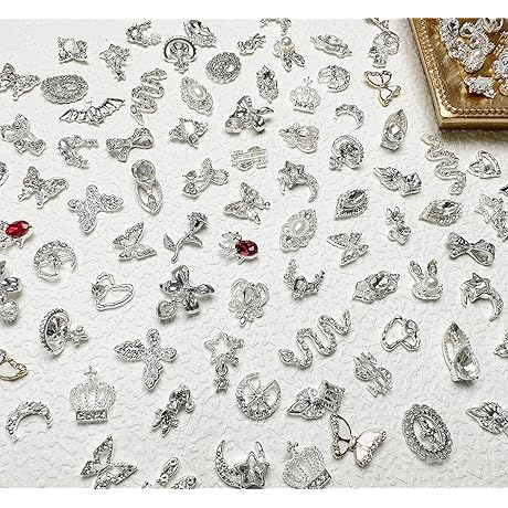 30 PCS Y2K Silver Nail Charms