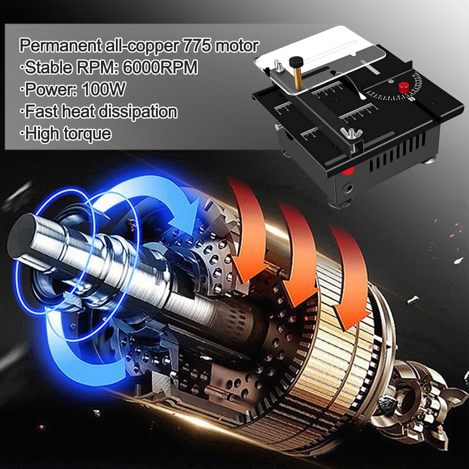 Small Table Saw Speed Angle Cutting Depth Adjustable Mini Table Saw for Crafts Cutting Drilling Sanding Engraving Wood Acrylic PCB Marble Metal