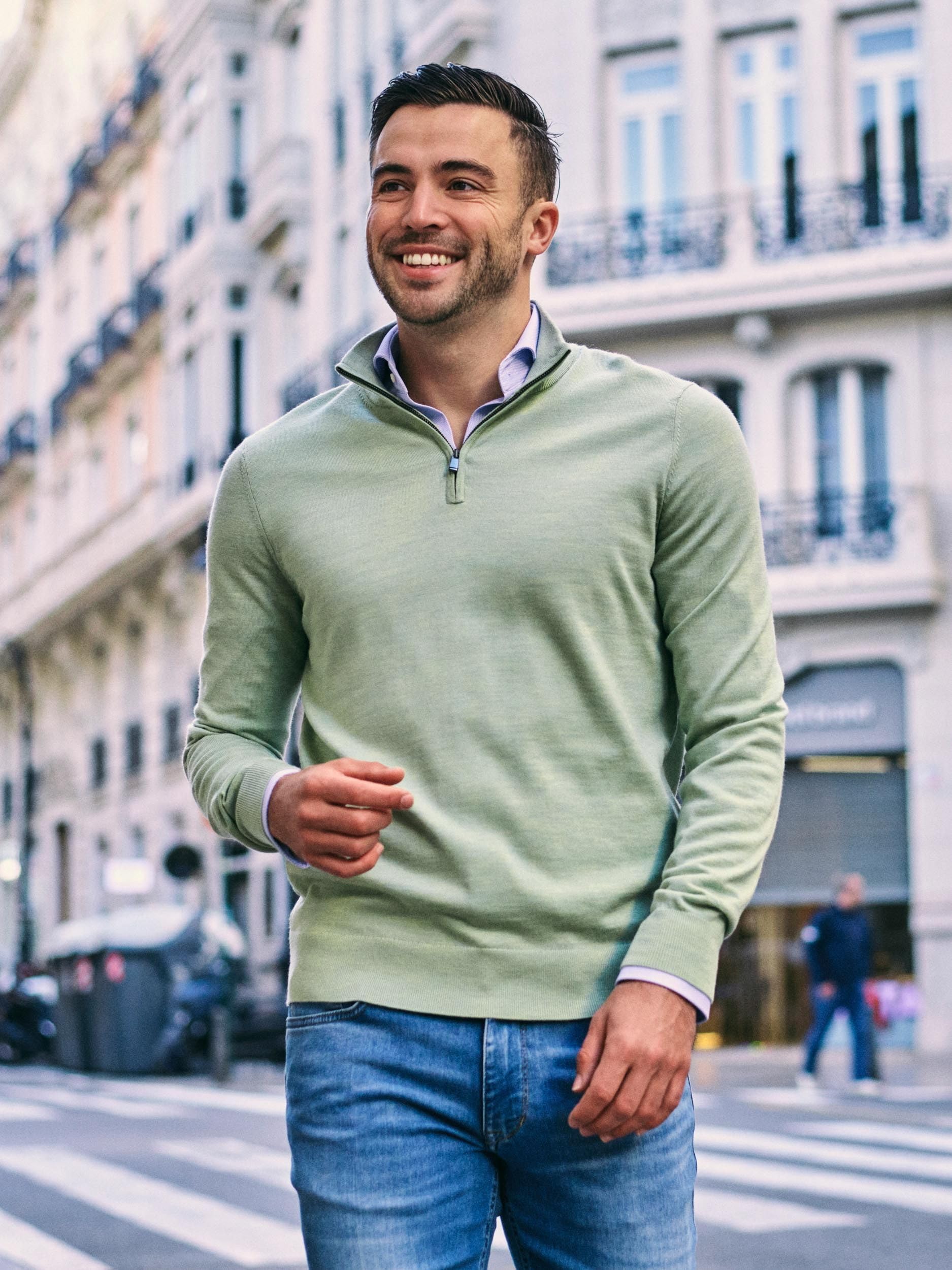 Suitable Merino Half Zip Pullover Azzurro - Uomo - Abbigliamento