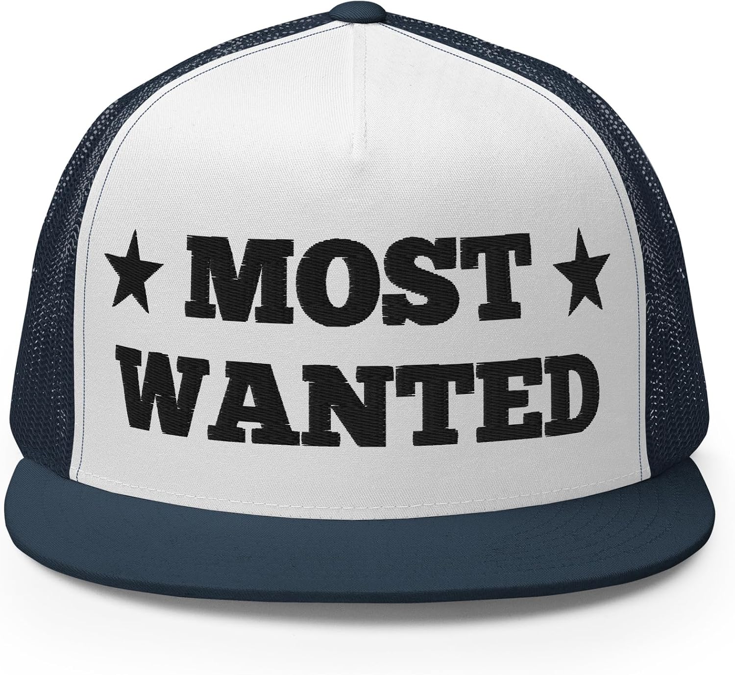 NX Most Wanted Embroidered Flat Bill Trucker Hat High Crown Adjustable Western Cowboy Cowgirl Rodeo Cap