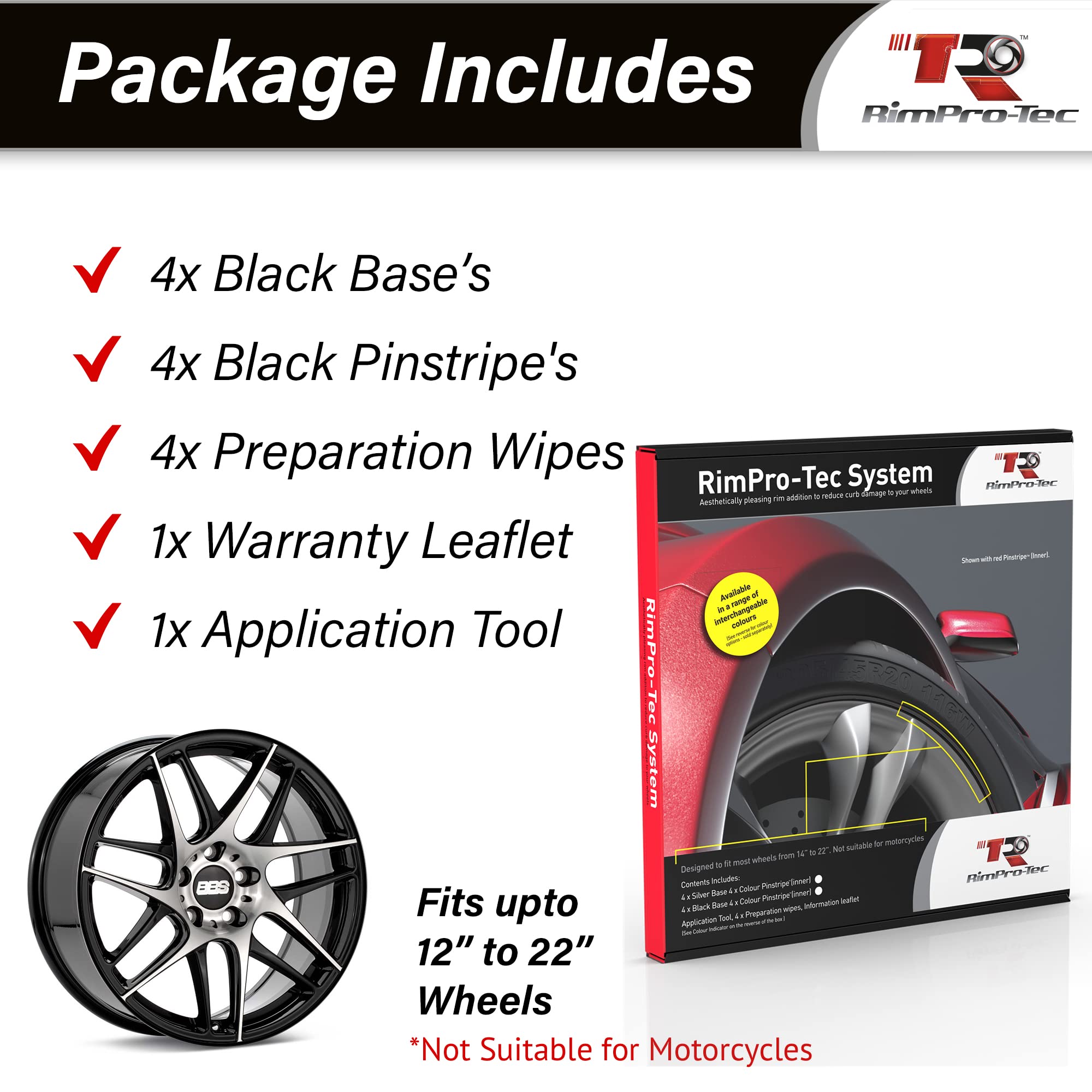 RIMPRO-TEC, Rim Protectors and Rim Savers, Reduces Edge Damage, 4X Fine Interior Scratches + 4X Base, Protector for Car Wheels (Intérieur Bleu Noir Noir)