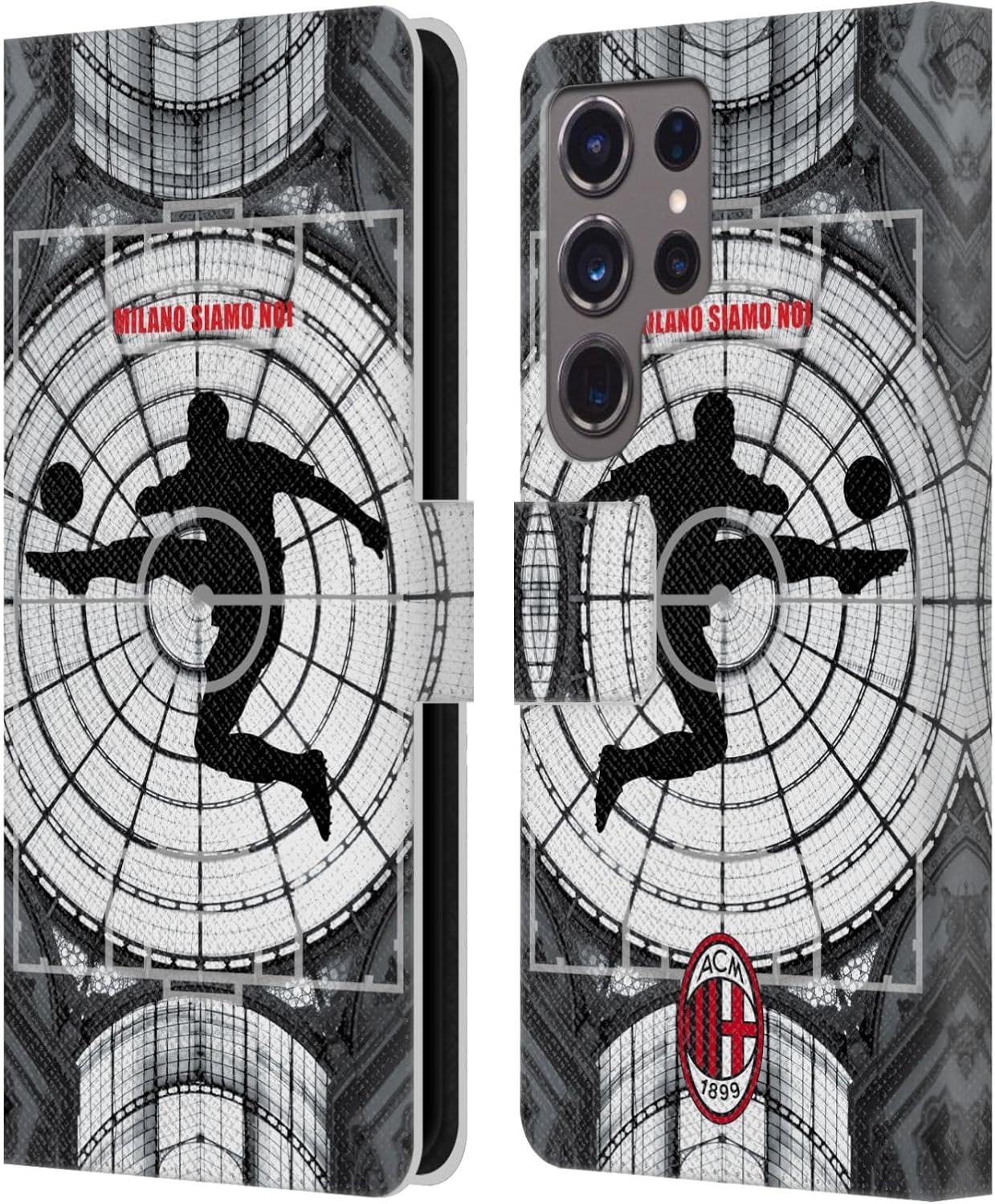 Head Case Designs Officially Licensed AC Milan Milano Siamo NOI Adults Leather Wallet Case Compatible with Samsung Galaxy S24 Ultra 5G