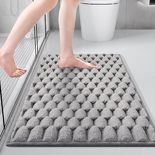 Anybar Tapete de baño y tapete de baño de 16 x 24 pulgadas, tapete de ducha de franela de felpa antideslizante y absorbente, tapetes de baño suaves