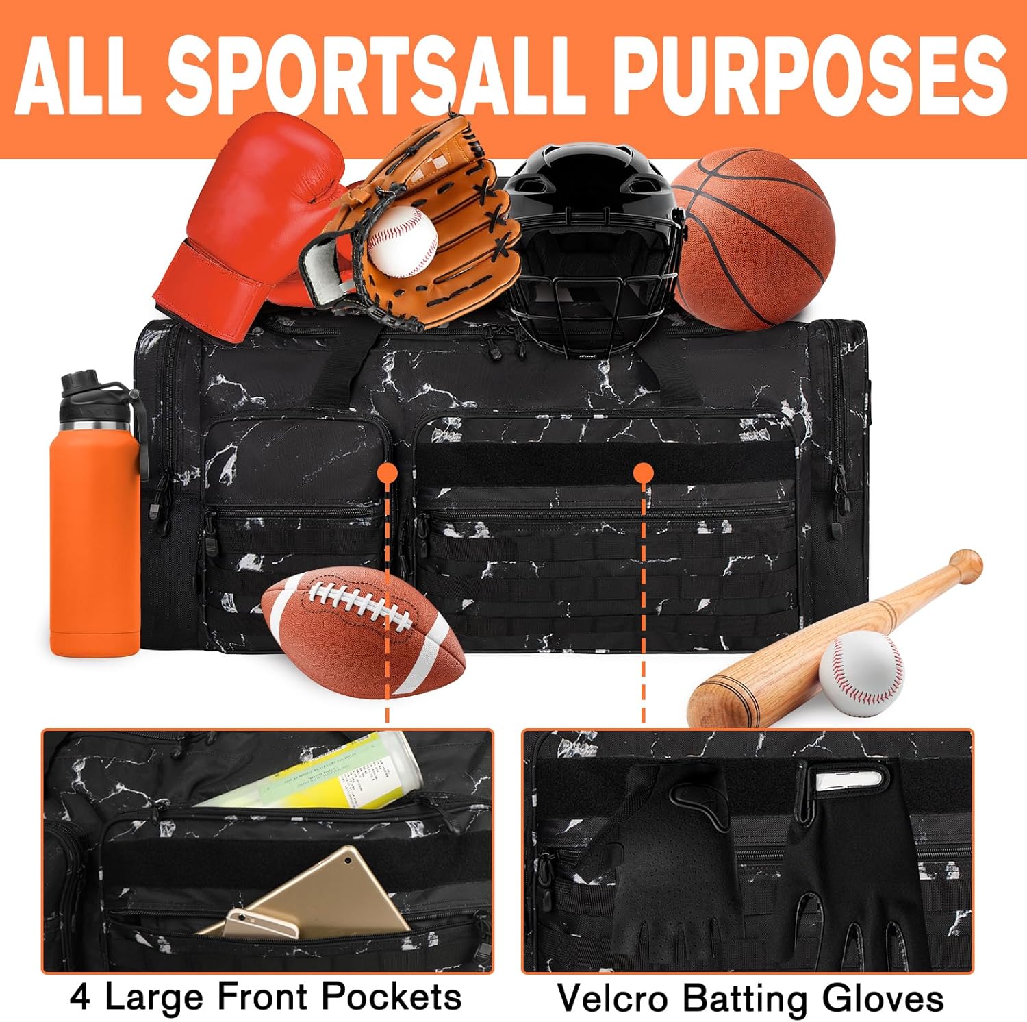 Goloni 130L Heavy Duty Large Duffle Equipment Bag,Catchers Gear Bag with Shoe Compartment,Baseball Duffle Bag