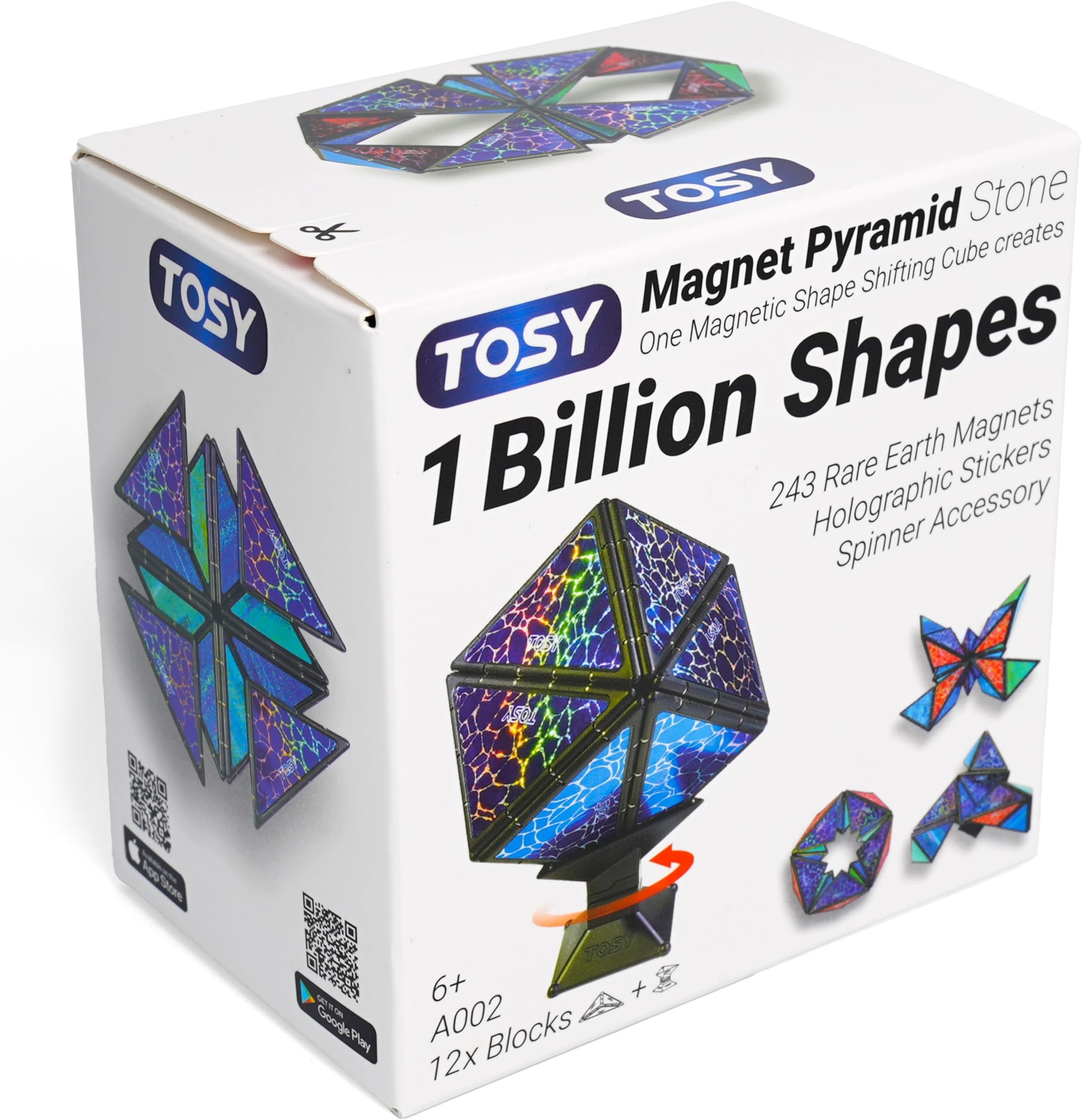 TOSY Magnet Pyramid Stone - 1 Cube Transforms Into Billion Shapes - 243 Rare Earth Magnets - Holographic - Rotating Accessory - Birthday Gift - Valentine's Day and Easter