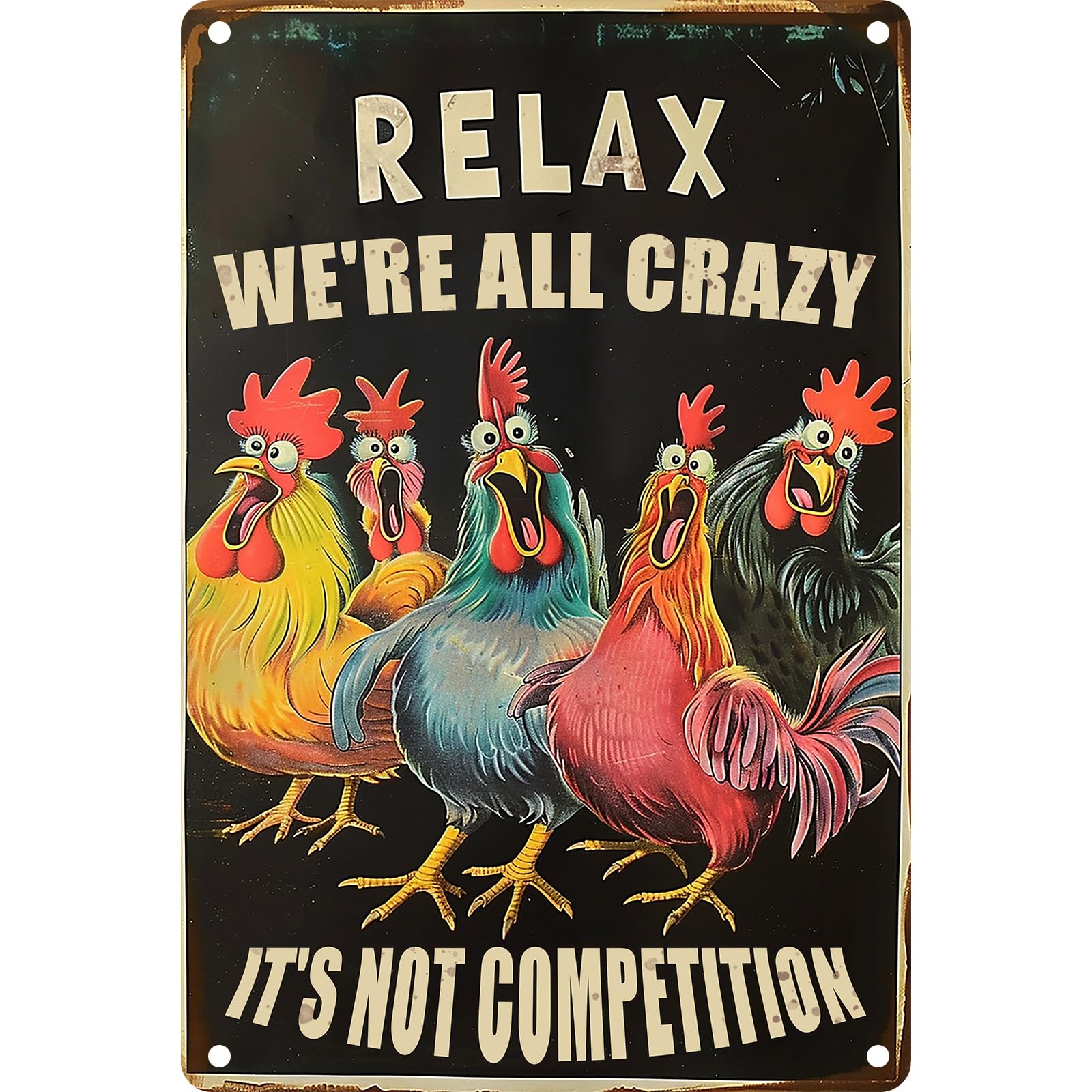 Chicken Retro Tin Sign Vintage Metal Post Metal Tin Sign 8X12 Inch