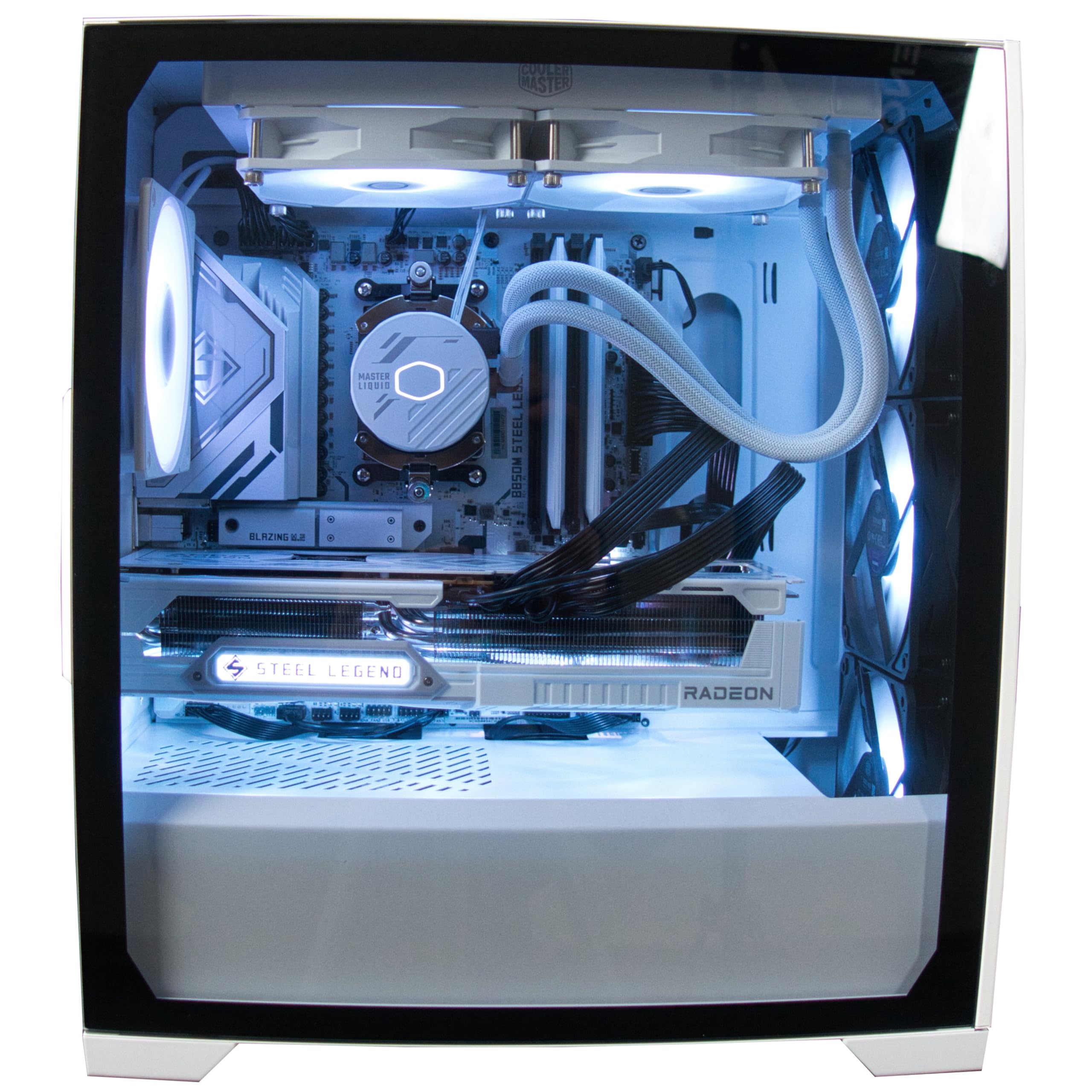 White Gaming PC AMD Ryzen 7 9800X3D bis 5,2 GHz Turbo 64GB DDR5-6000MHz 4TB M.2 SSD AMD Radeon RX 9070 XT 16GB GDDR6 Wi-Fi 240mm Wasserkühlung Windows 11 Pro einstellbare RGB-Beleuchtung