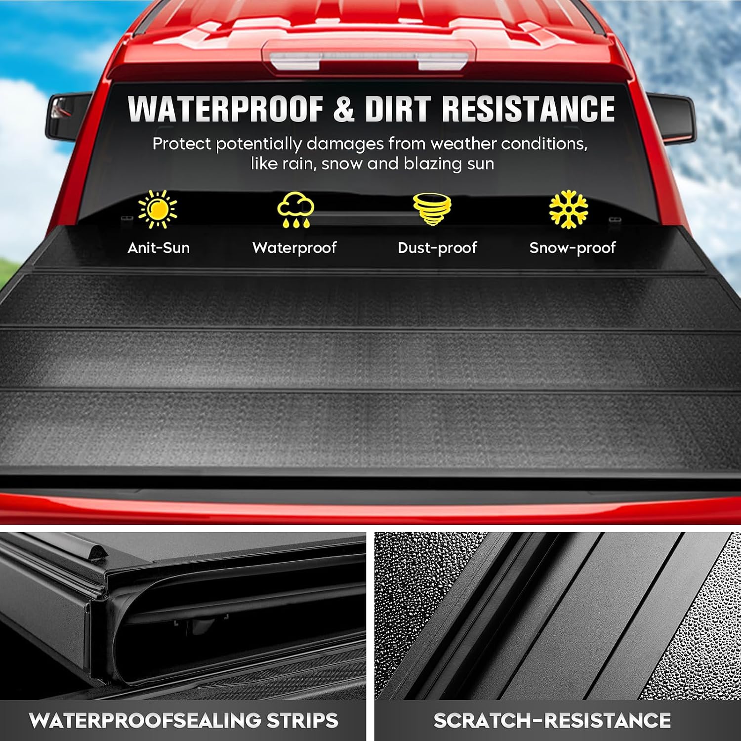5.7ft Hard Quad Fold Truck Bed Tonneau Cover for 2009-2025 Dodge Ram 1500 (2019-2025 Only Fits Classic Style), 2010-2018 Ram 2500 3500, 5.7ft (67") Fleetside/Styleside Bed