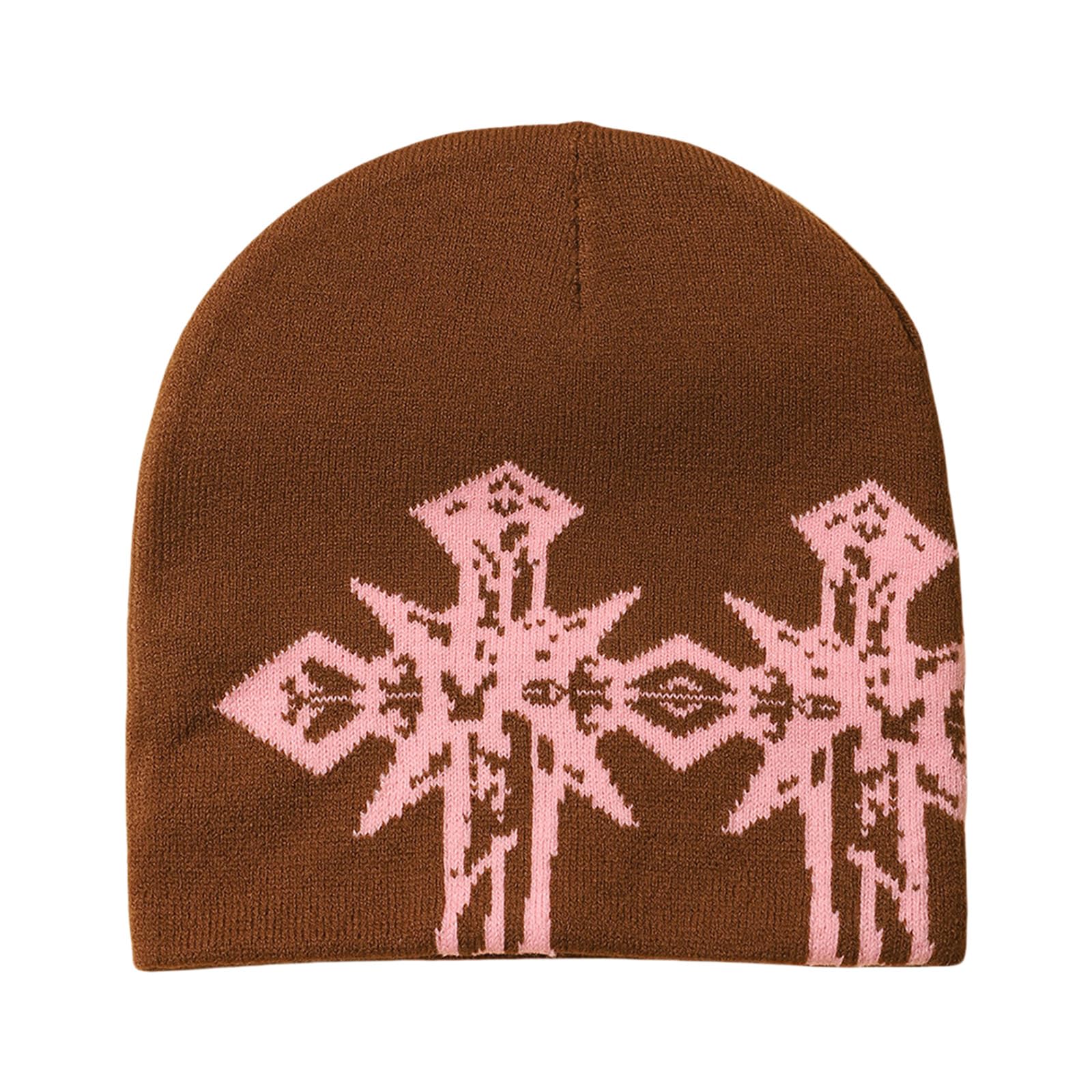 Gorro unisex de punto con cruces tejidas para actividades al aire libre y moda callejera