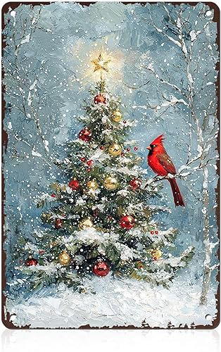 Letrero de metal con diseño de árbol de Navidad para decoración de pared del hogar, decoración de Navidad, 8 x 12 pulgadas