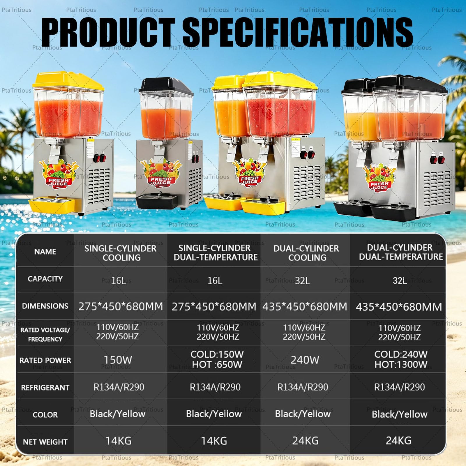 Dispensador comercial de bebidas de 16 L/32 L, dispensador de zumo 32L-Cold
