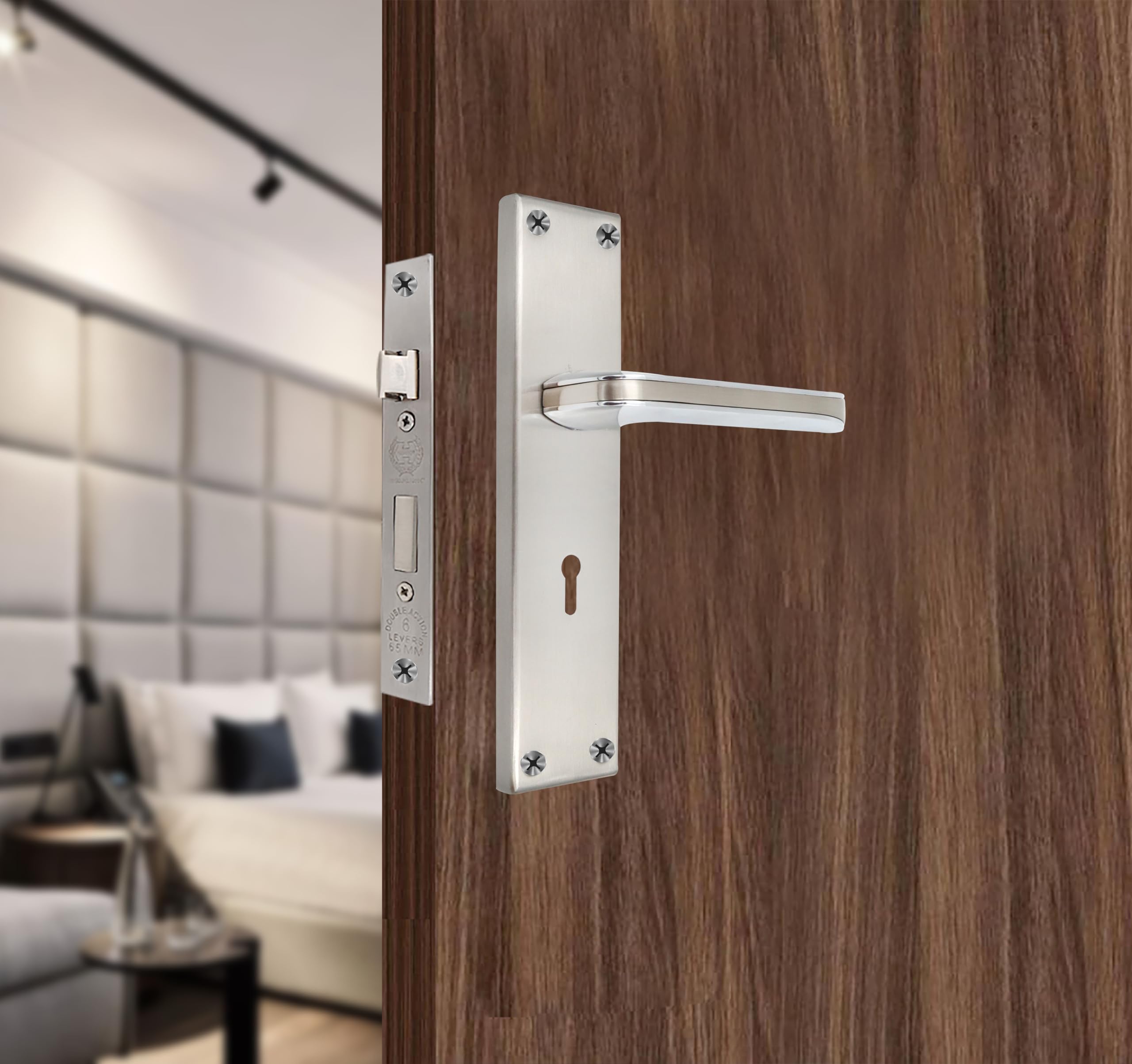 Harrison May Bach-95607 Sleek Stainless Steel 8inch Mortise Door Handle and 65mm Lock Set with CP Matt Finish Door Locks for Main Door, Suitable for Office/Hotel/Home (B0CZRYHZ6D) Amazon Price History, Amazon Price Tracker
