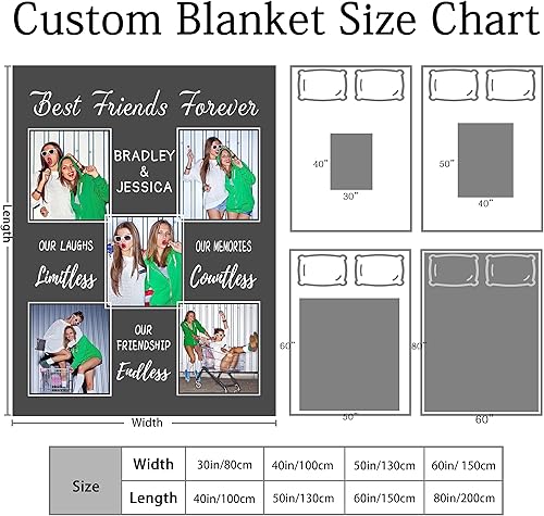 Miniatura 10 de Manta personalizada para mejor amiga con fotos, regalos de cumpleaños para mejores amigas, regalos de amistad de larga distancia para mejores