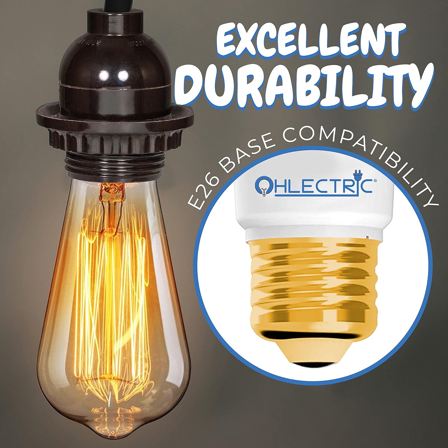 OhLectric Keyless Bushing with Thread - Plastic Snap Bushing for Electrical Lights - Lightweight & Durable - Snap-in Bushing with Less Set Screws - Suitable for 660 Watt/250V - OL-39308