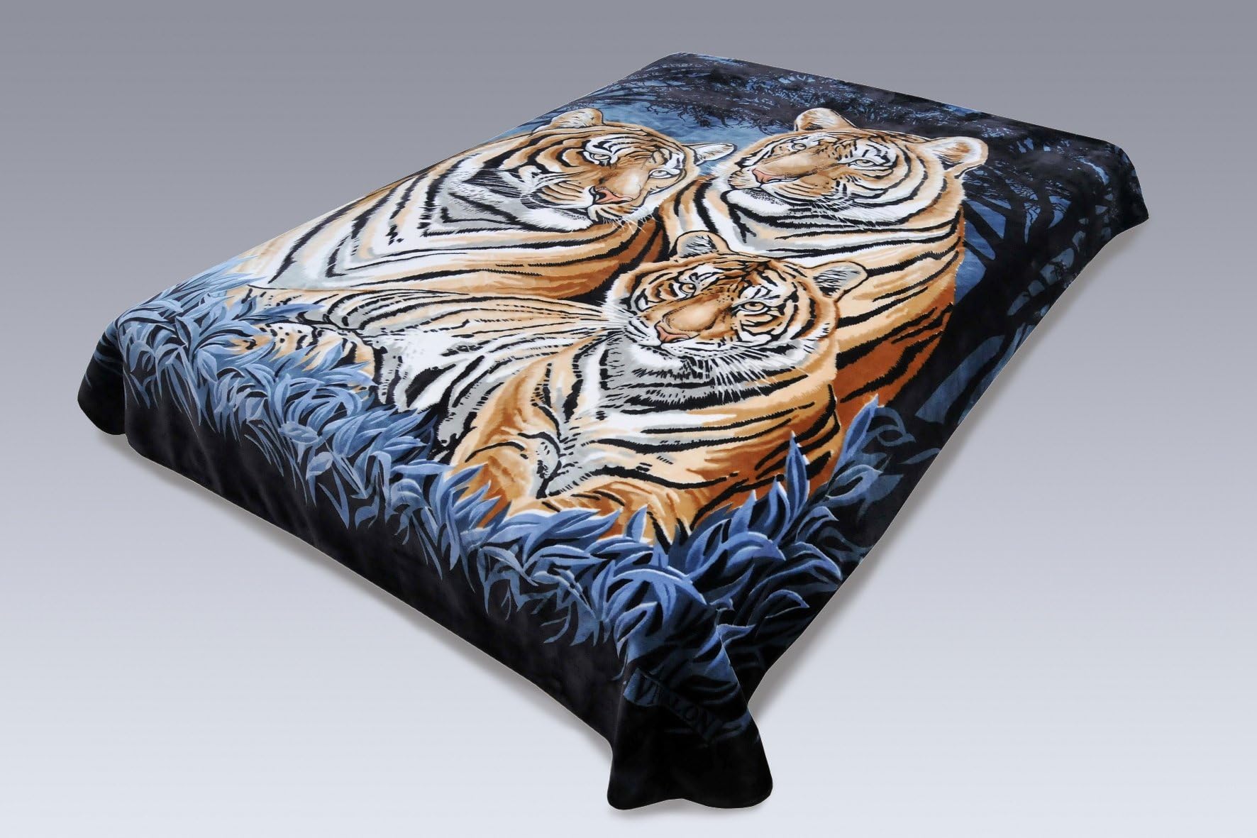 Solaron Original Bengal Tigers Thick Mink Plush Korean Style Super Soft Queen Size Blanket - Blue