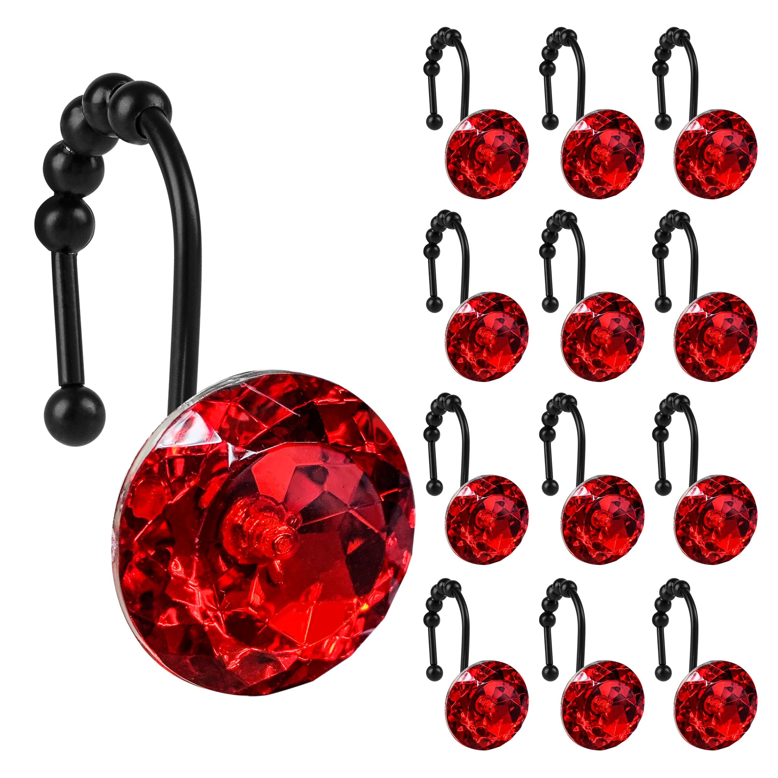 Elegant Rhinestone Shower Hooks - Glide & Shine -16 Elegant Rhinestone Shower Hooks - Glide & Shine -16
